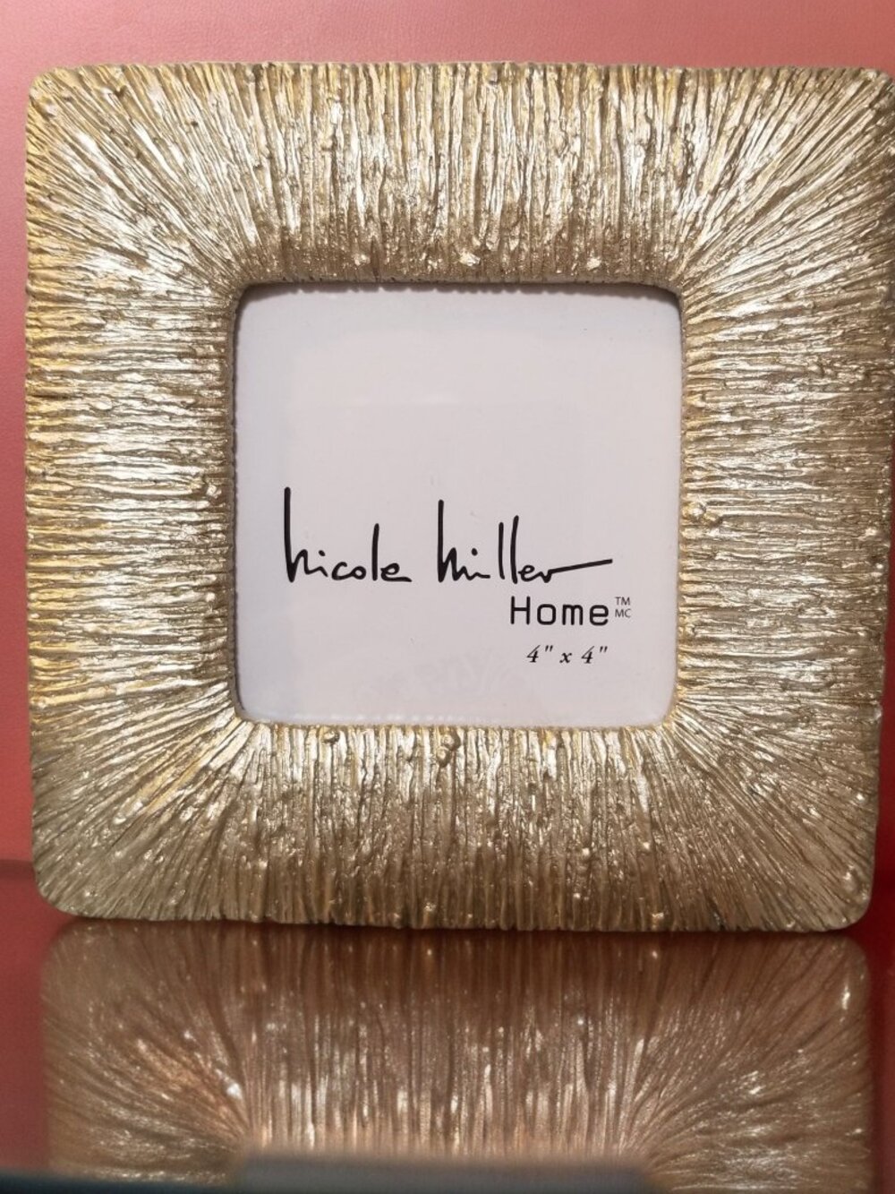 Nicole Miller Home 4x4 Silver Textured Photo Frame Modern Glam Square - Picture 1 of 16